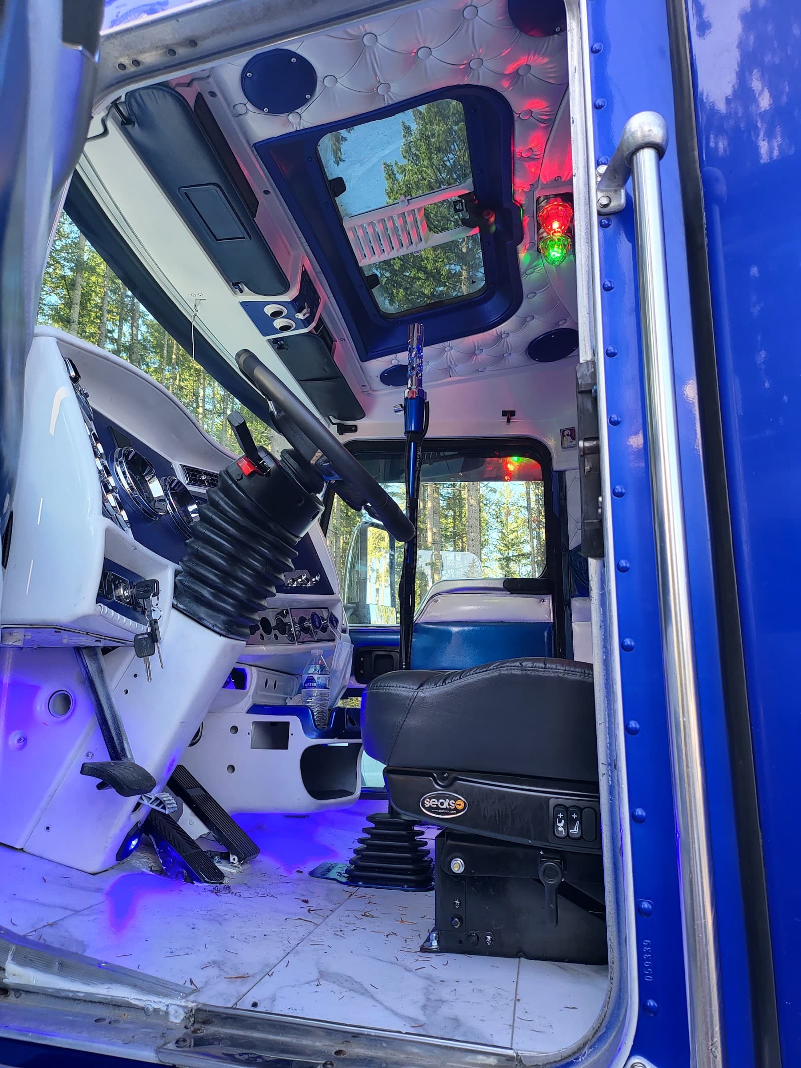 Custom interior of an Emerald Express truck cab